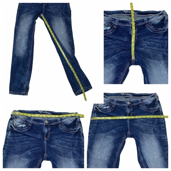 ARIYA Faded Dark Wash Blue Skinny Denim Jeans - Picture 11 of 11